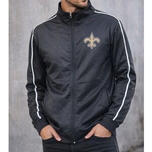 NFL Team Apparel New Orleans Saints Track Jacket Black Full Zip‎ Mens Large NEW